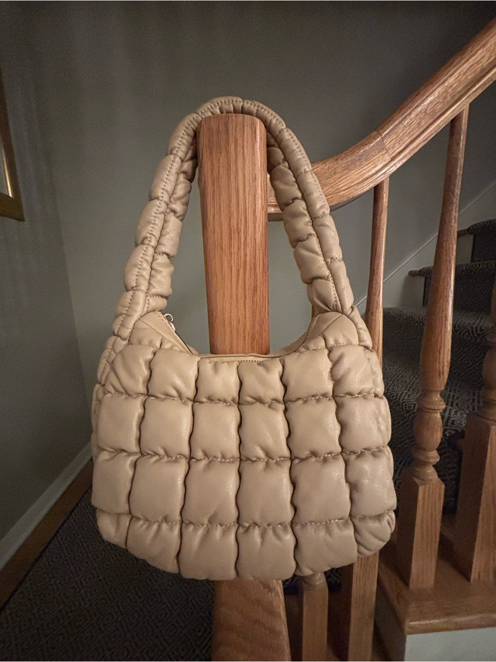 Quilted Padded Shoulder Bag Expressions NYC- Beige